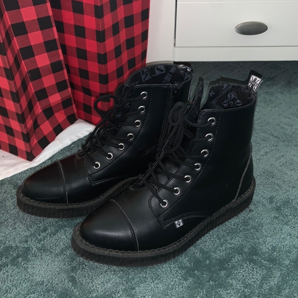 Black TUKskin™ Pointed Lace Up Boot